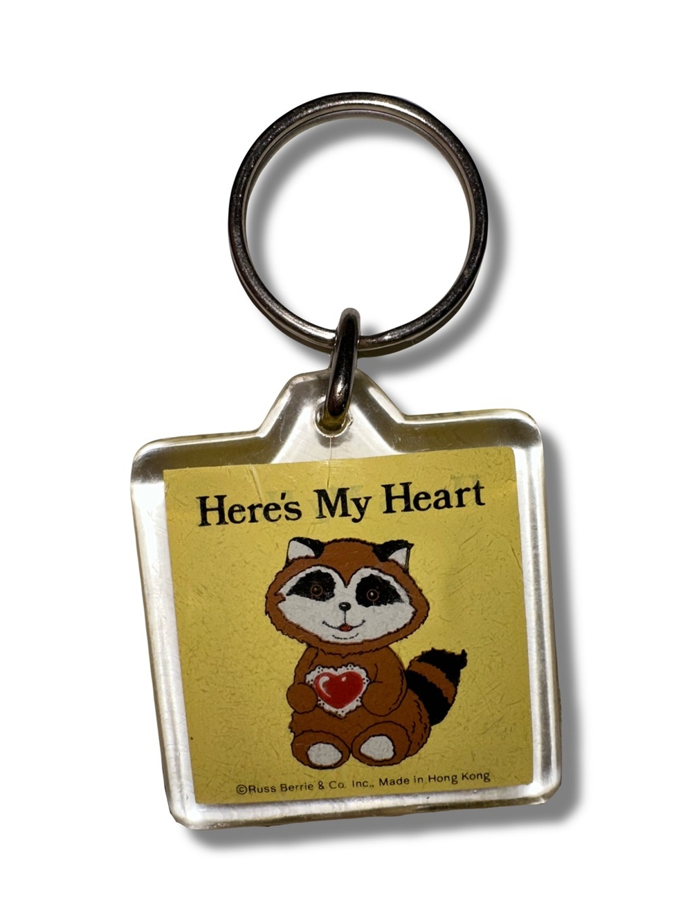 Vtg “Here’s My Heart” Raccoon Keychain